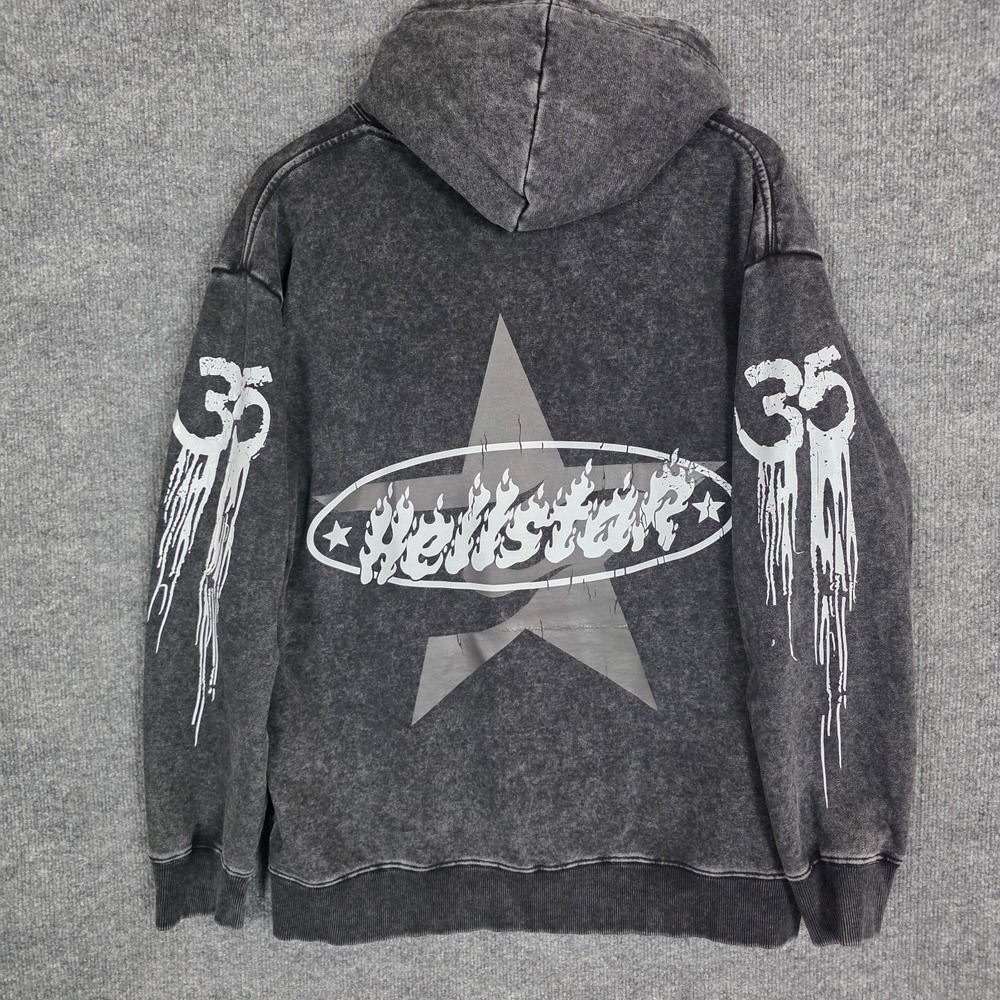 Hellstar Path To Paradise Hoodie Men's Size M Oversized Acid Wash Graphic Logo - Picture 7 of 12
